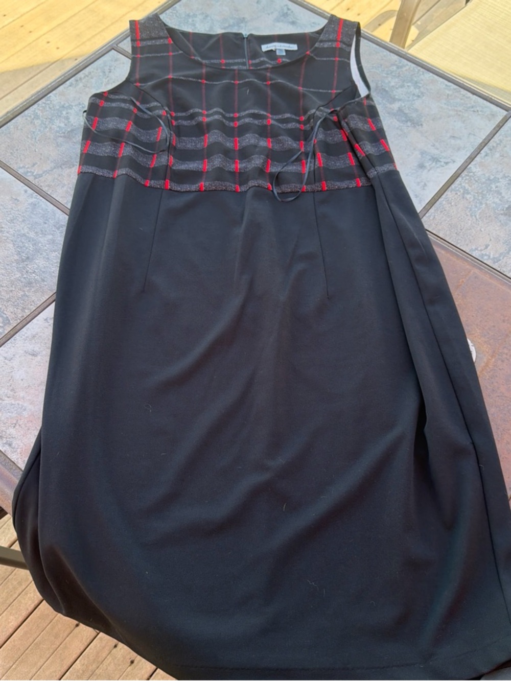 Danny & Nicole Black Midi Dress with Red Plaid Bodice